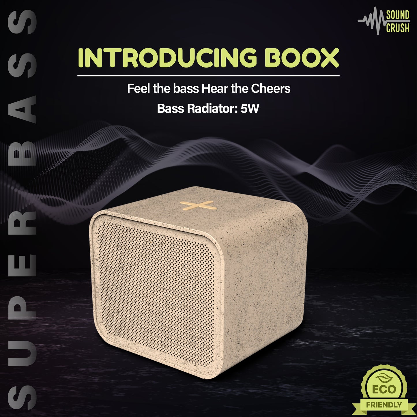 Boox ---- Portable Speaker with Strong Bass, 15W Wireless Charging, TWS Pairing, 8-Hour Playtime, Eco-Friendly