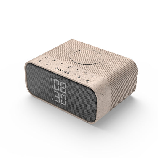 Ztation Speaker ---- Wireless Charging, Bluetooth Streaming, FM Radio, and Dual Alarms, Built-in Hidden Clock, Made from Biodegradable Materials