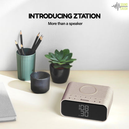 Ztation Speaker ---- Wireless Charging, Bluetooth Streaming, FM Radio, and Dual Alarms, Built-in Hidden Clock, Made from Biodegradable Materials