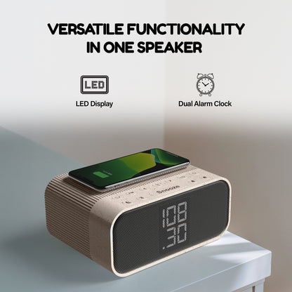 Ztation Speaker ---- Wireless Charging, Bluetooth Streaming, FM Radio, and Dual Alarms, Built-in Hidden Clock, Made from Biodegradable Materials