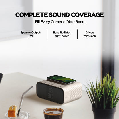 Ztation Speaker ---- Wireless Charging, Bluetooth Streaming, FM Radio, and Dual Alarms, Built-in Hidden Clock, Made from Biodegradable Materials